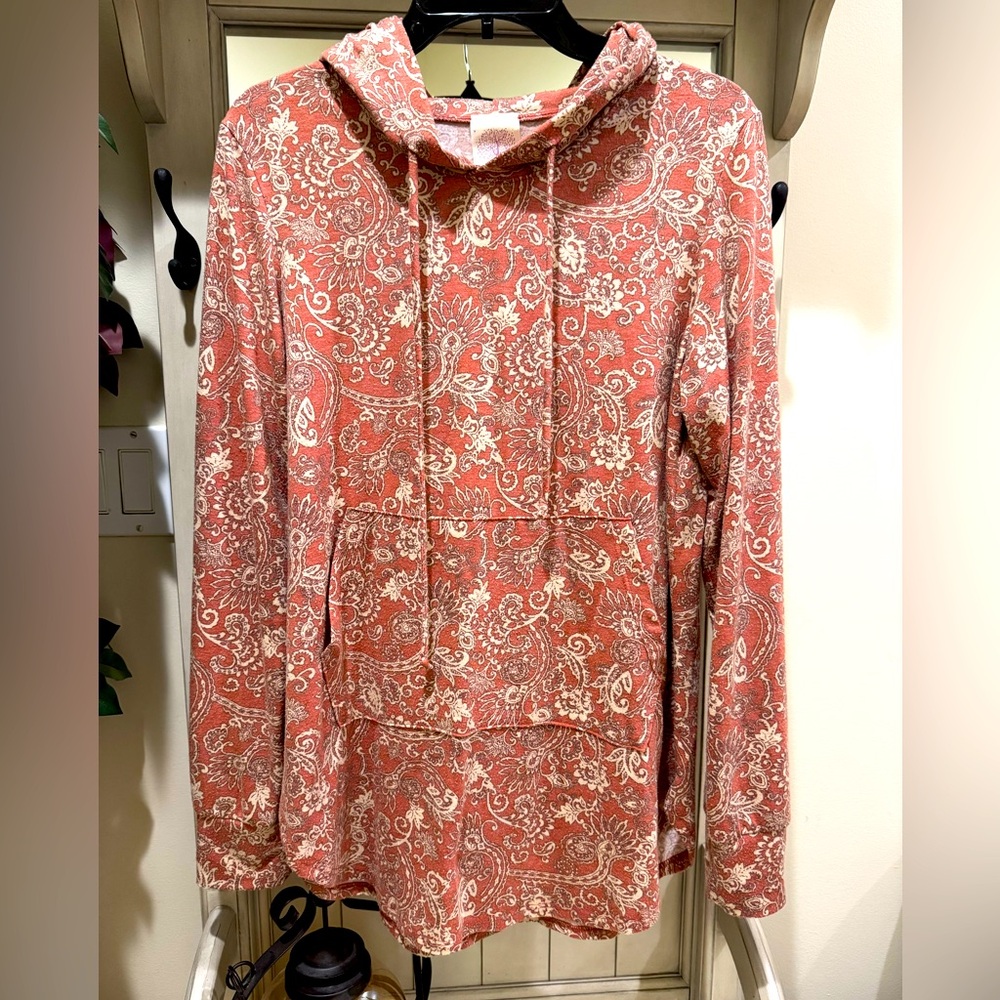 Freeloader damask soft salmon thin hoodie size L